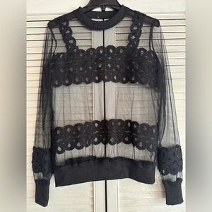 Sheer mesh top with ribbon style detail